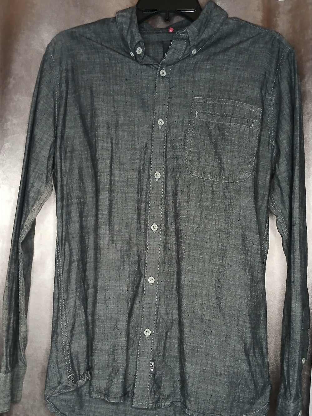 "More Lost Than Ever" Brand Men's Button-Down Shirt in Heather Gray Size Small